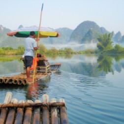 Rafting down the Yulong River in Yangshuo, China