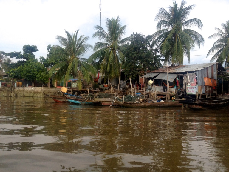 Homes along the Mekong Delta in South Vietnam