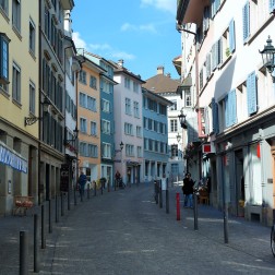 Charming houses along the narrow streets of Zurich's Old Town